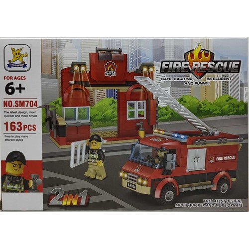 Конструктор 163 деталі "Пожежна машина- 2 в 1" 25,5*17,5*4,5см, 6+