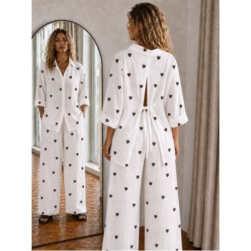 Женский летний костюм-двойка (штаны+сорочка), БАТАЛ