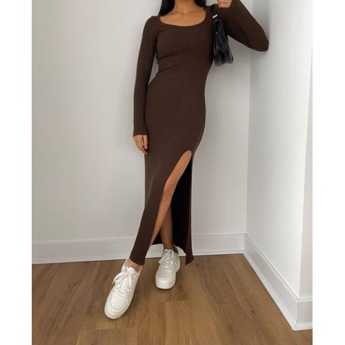 Сукня міді у рубчик 120см з розрізом