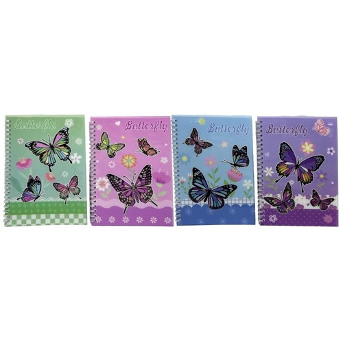 Зошит на спирале А5 "бабочки" 50л, клетка, обл.ПВХ