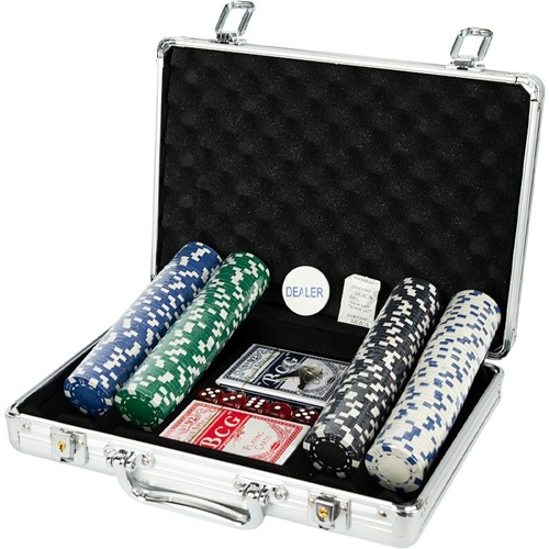 Набор для покера 200 фишек без номинала в алюминиевом кейсе 30*21*7см