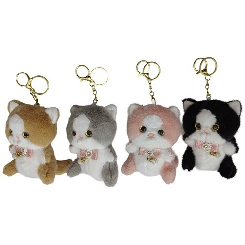 Брелок м'який "Котик-бантик з підвіскою" 12,5см