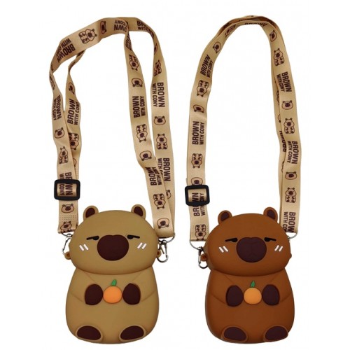 Сумочка силиконовая "Капибара" с длинной ручкой 15*10см