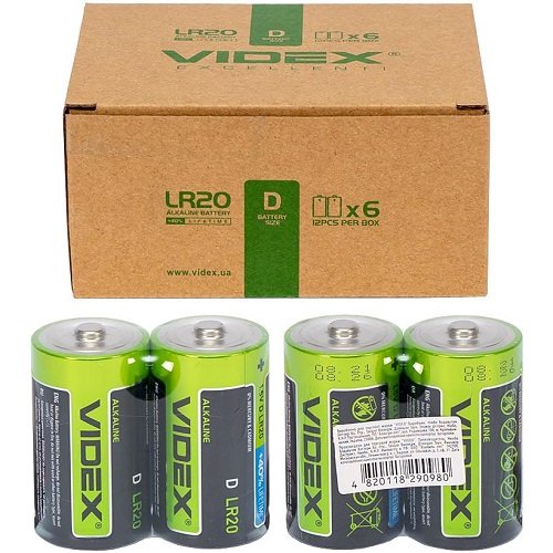LR2O/D Батарейки Videx лужні