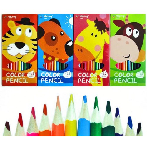 Цветные карандаши 12цв "Веселые зверята", трехгранные