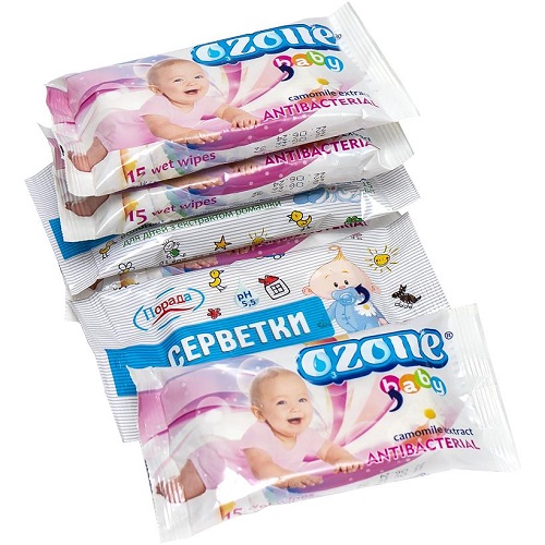 Серветки вологі "100% чистоти/Ozon/ Discount" дитячі з екстрактом ромашки (15шт)