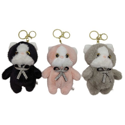 Брелок мягкий "Котик-бантик в стразах" 14,5см