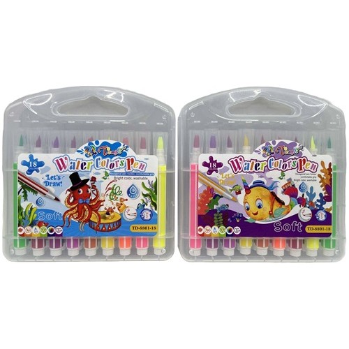 Набір фломастерів з м'яким пензлем 18 кольорів "Морський світ" 10,5см