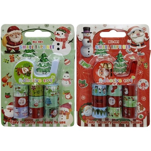 Стрічка клейк. декор. 9шт.*1,2* 250см +диспенсер "Новорічна"
