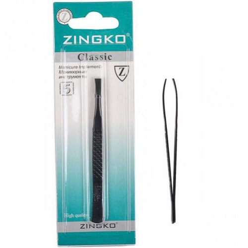 Пинцет прямой "Zingko Classic" сталь, черный 10см
