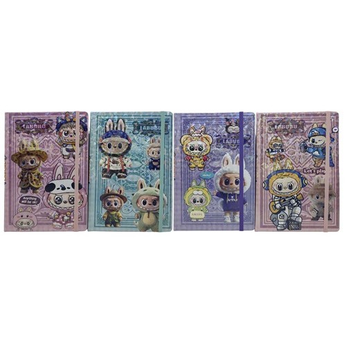 Блокнот на гумці А5 "Лабубу" 80арк. голограф., клітина