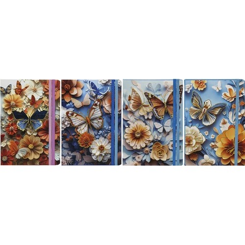 Блокнот на резинці А5 "Метелики 3D" 80л., клітинка