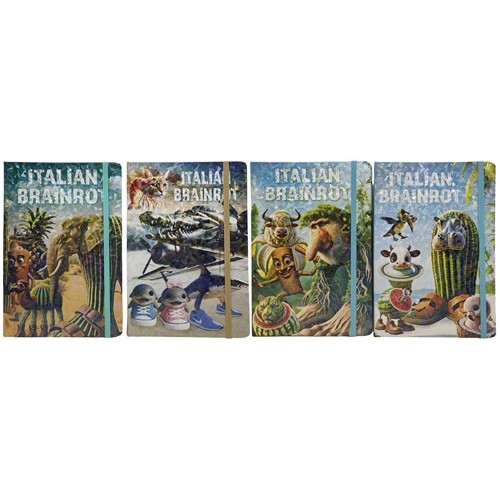 Блокнот на гумці А5 "Меми-Brainrot" 80л. голограф., клітинка