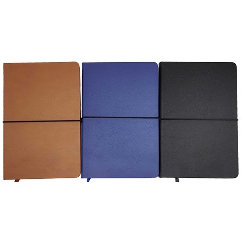 Блокнот на резинке А5 80л., кож/зам, 80г/м2, клетка