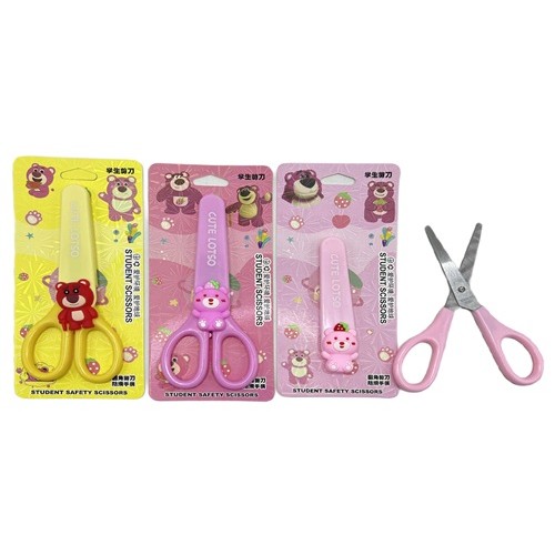 Ножиці дитячі "Рожевий ведмідь" 14см у пластиковому чохлі