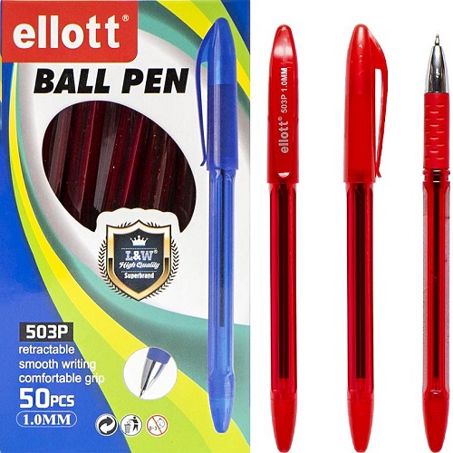 Ручка шариковая на масляной основе 1мм, красная "С"