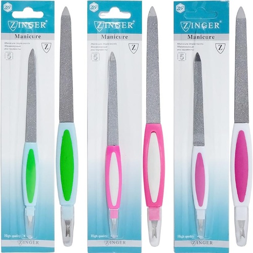 Пилочка "Zinger Classic" 18см метал., з триммером для видалення кутикули