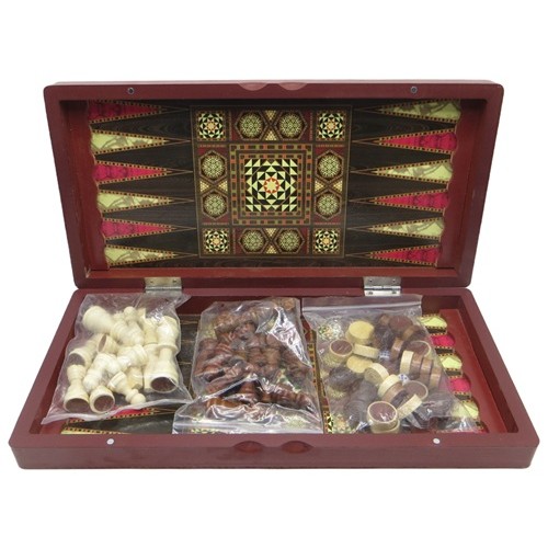 Игра настольная 3 в 1 "Шахматы, шашки, нарды" из дерева 40см