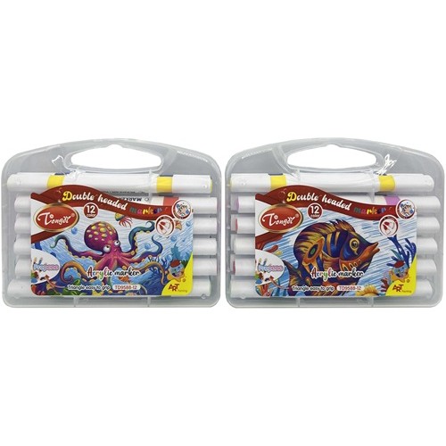 Маркер акриловий двосторонній 12кол. "Морські жителі" 15.5см у пласт.кор.