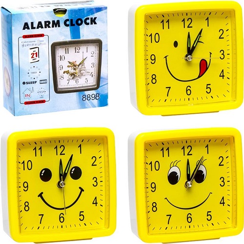 Настільний годинник - будильник «Смайл квадрат» 10,5*11см