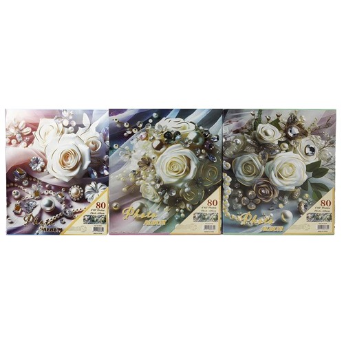 Фотоальбом на 80 фотографій 10*15см "Білі троянди" із золотим обведен.,у коробці