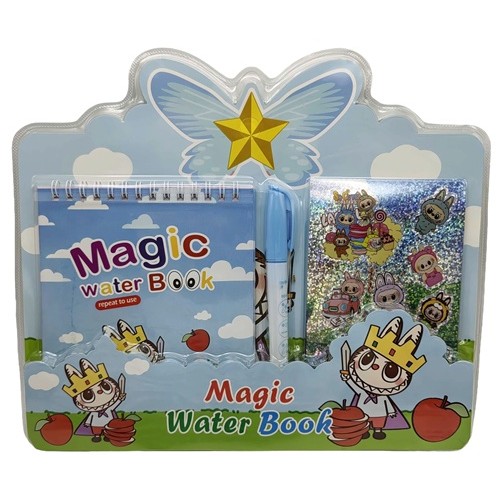 Альбом -розмальовка багаторазова малюємо водою 30*26см "Монстрік" 4л.з маркером, наклейки 1л.