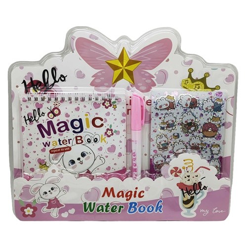 Альбом -розмальовка багаторазова малюємо водю 30*26см "Зайчик" 4арк.з маркером, наліпки 1арк.