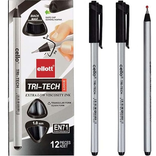 Ручка шариковая на масляной основе «TRI-TECH» , черная Ellott