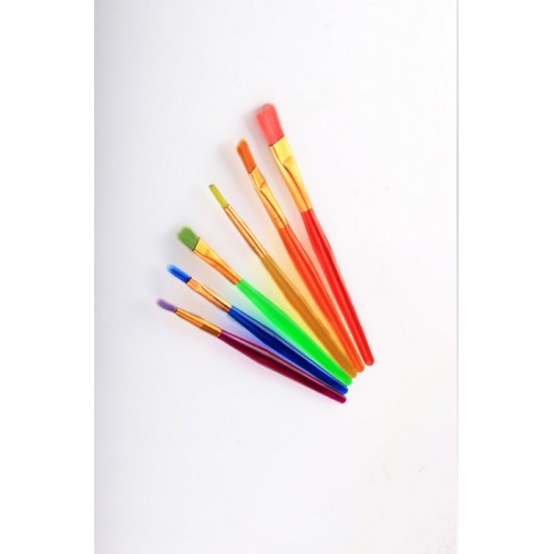 Набор кистей 6шт, прозрачная цветная ручка