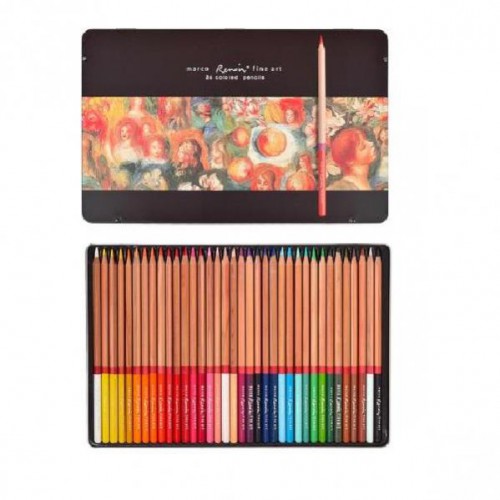 Набор цветных художественных карандашей 36цв,  2B, ⌀3,7мм "Renoir Fine Art" в металлической коробке Marco