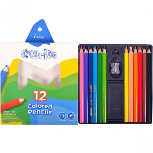 Набор цветных карандашей 12цв + точилка MARCO