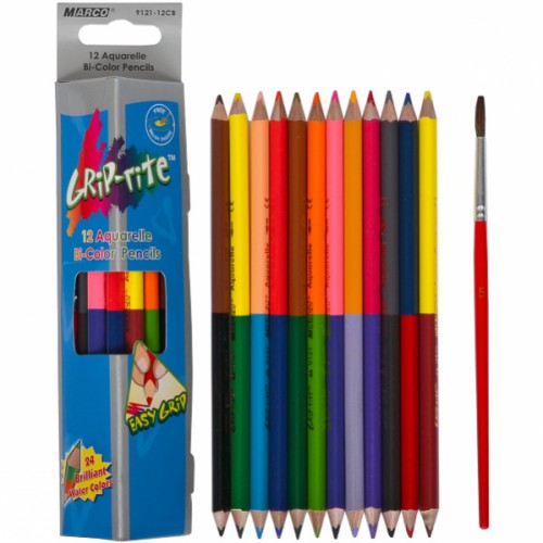 Набор акварельных 2х сторон. цветных карандашей 24цв "Marco"