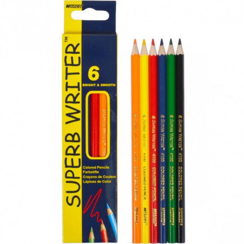 Набор цветных карандашей 6 цветов серия Superb Writer MARCO
