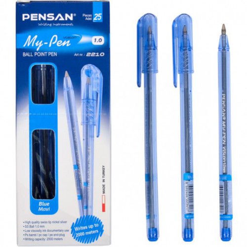 Ручка масляная 1мм, СИНЯЯ "My-Pen" 