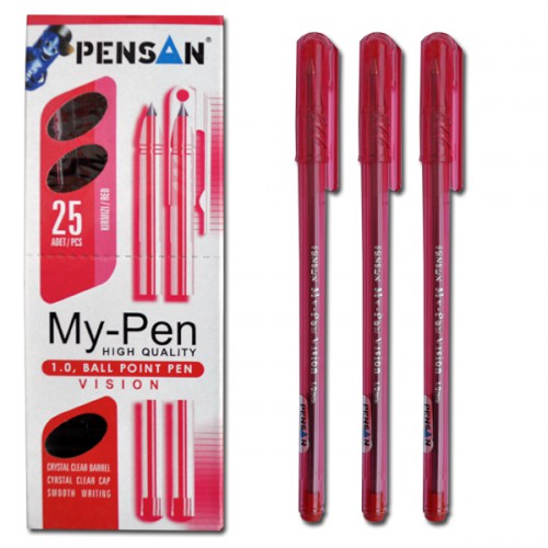 Ручка масляная 1мм, КРАСНАЯ "My-Pen" 