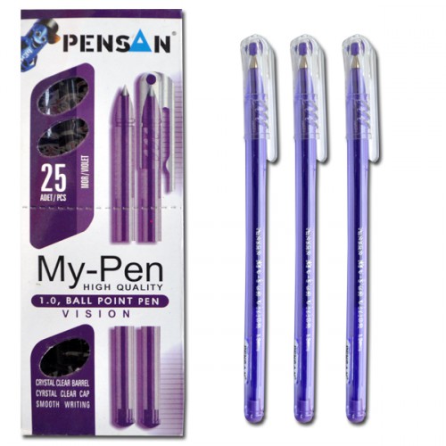 Ручка масляная 1мм, ФИОЛЕТОВАЯ "My-Pen" 