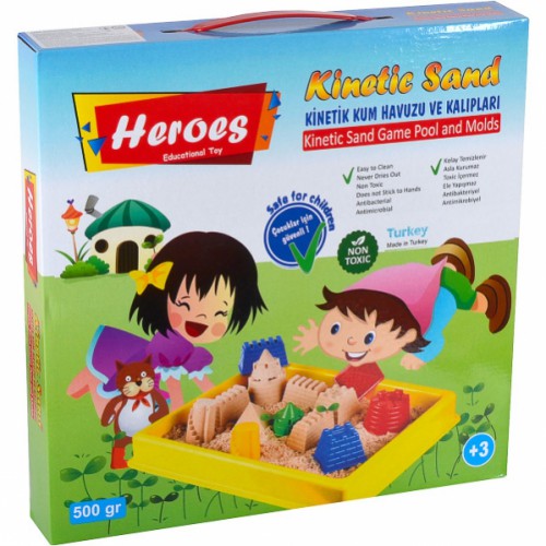 Набор кинетического песка "Heroes" с песочницей и игрушками 3+