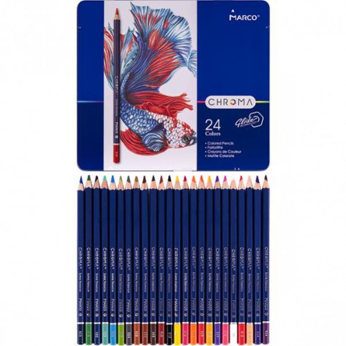 Набір кольорових олівців 24кол в метал. пеналі серія Chroma MARCO