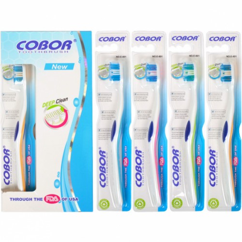 Зубная щётка "Cobor New soft" 19см, с резин.уровнем пучков, мягкие