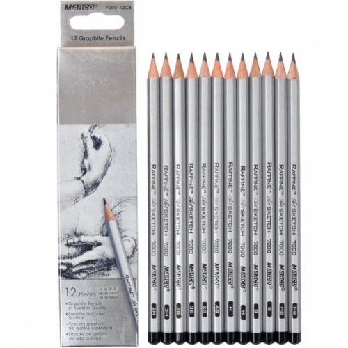 Набір чорнографітних олівців 12шт (Н-4В) серія Raffine MARCO