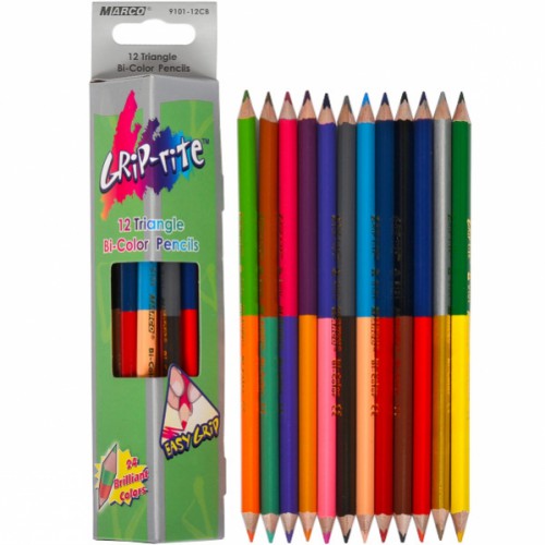 Набір кольорових двосторонніх олівців 12шт=24кол серія Grip-rite "Marco"