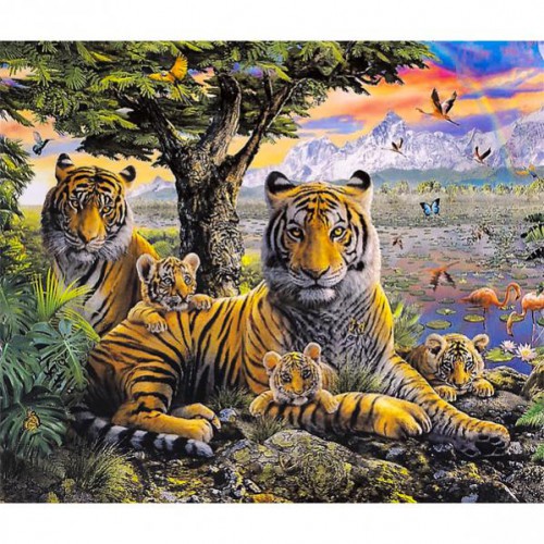 Картина по номерам "Семья тигров" 40*50см