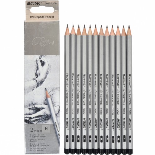 Набір простих олівців Н (12шт), ⌀3,7мм без гумки "Raffine" MARCO