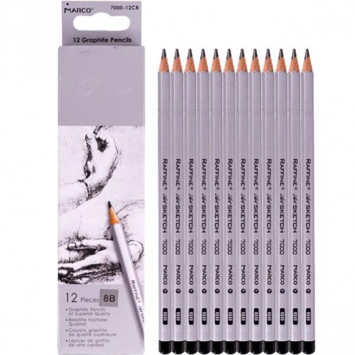 Набір простих олівців 12шт - 8В MARCO