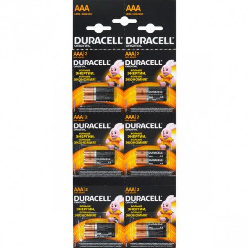 Батарейки пальчиковые Duracell LR-03 AAA по 12шт. на блистере, 1,5V alkaline