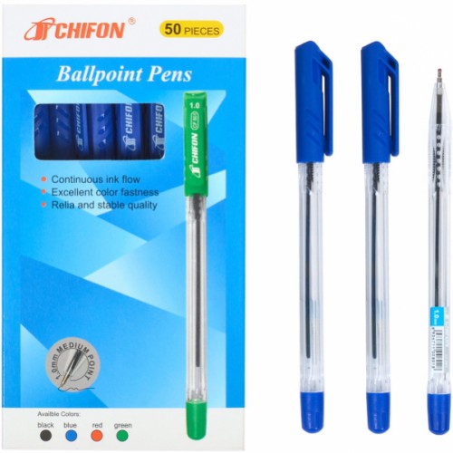 Ручка шариковая на масляной основе, 1мм, синяя CHIFON