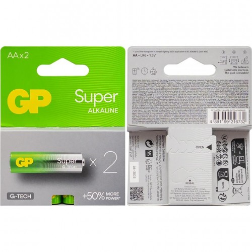 Батарейка GP 15A-U2 лужна LR6, AA по 2шт. Alkaline Super