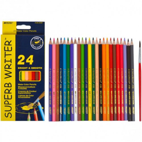 Набір акварельних кольорових олівців 24кол серія Superb Writer MARCO