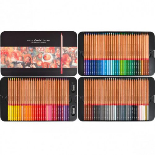 Набір кольорових художніх олівців 100кол, 2B, Ø3,7мм "Renoir Fine Art" у металевій коробці Marco