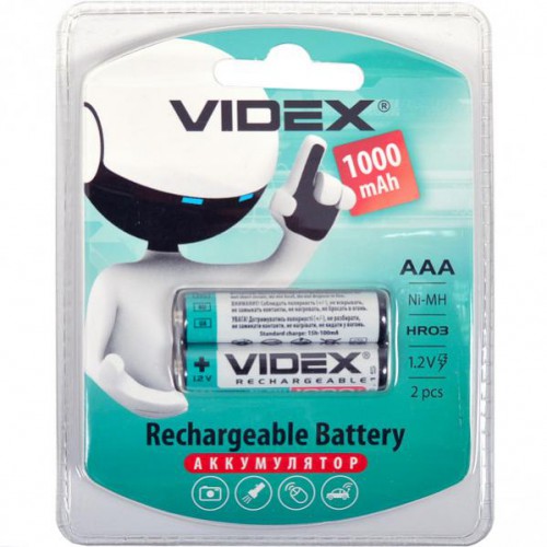 Аккумуляторы VIDEX ААА, перезаряжаемые, мин.работа 1000 mAh 1,2 V
